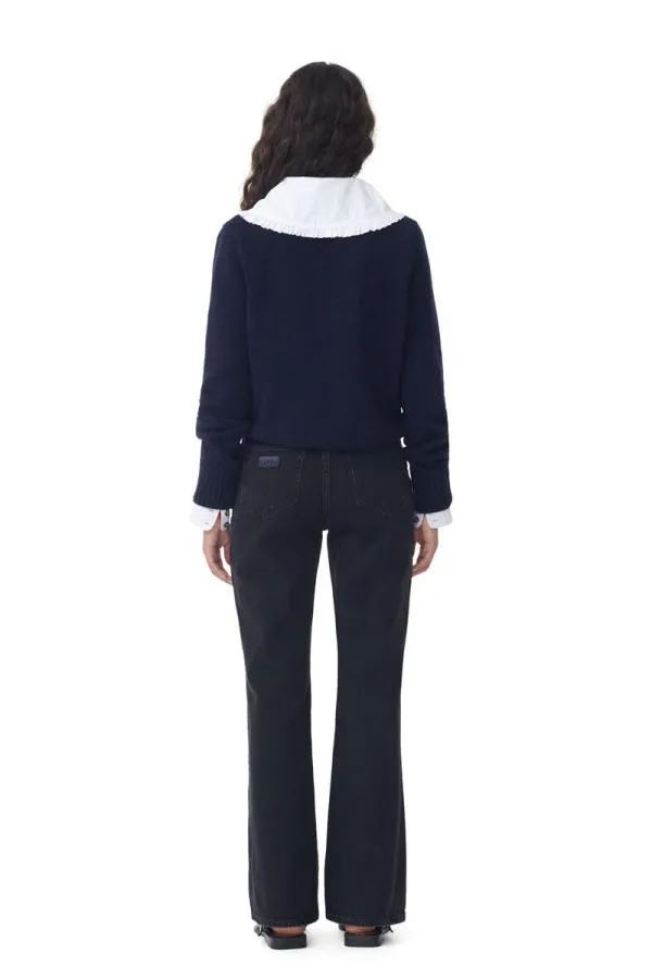 Clothing GANNI Trousers Rigid Denim Betzy Washed Blackblack