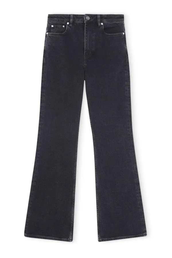 Clothing GANNI Trousers Rigid Denim Betzy Washed Blackblack