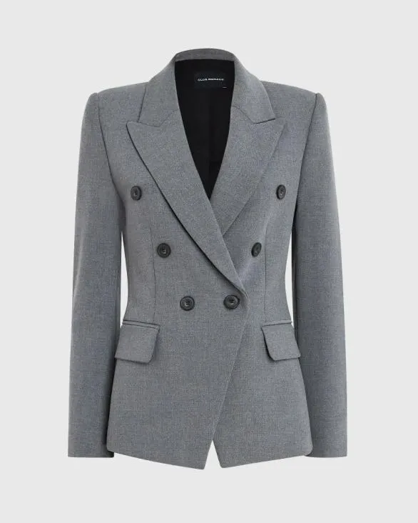 Club Monaco Blazers and Suiting DoubleBreasted Cutaway Blazer Heather Grey 8211 Women