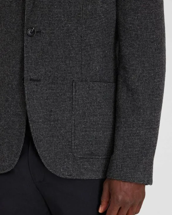Club Monaco Blazers and Suiting Lightweight Wool Blend Houndstooth Blazer Black Mix 8211 Men