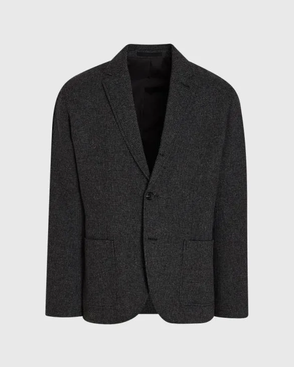 Club Monaco Blazers and Suiting Lightweight Wool Blend Houndstooth Blazer Black Mix 8211 Men