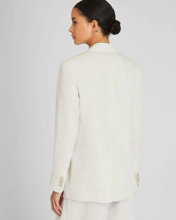 Club Monaco Blazers and Suiting Relaxed Single Breasted LinenBlend Blazer Flaxseed 8211 Women