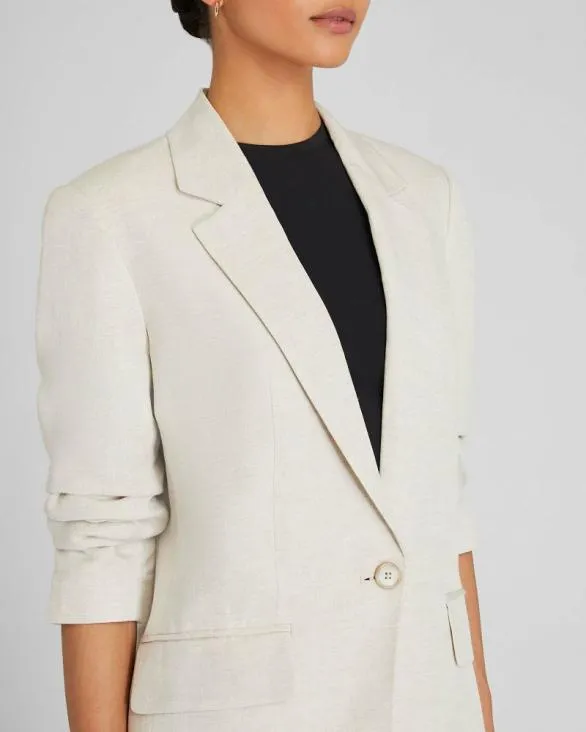 Club Monaco Blazers and Suiting Relaxed Single Breasted LinenBlend Blazer Flaxseed 8211 Women