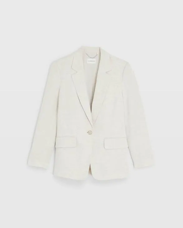 Club Monaco Blazers and Suiting Relaxed Single Breasted LinenBlend Blazer Flaxseed 8211 Women