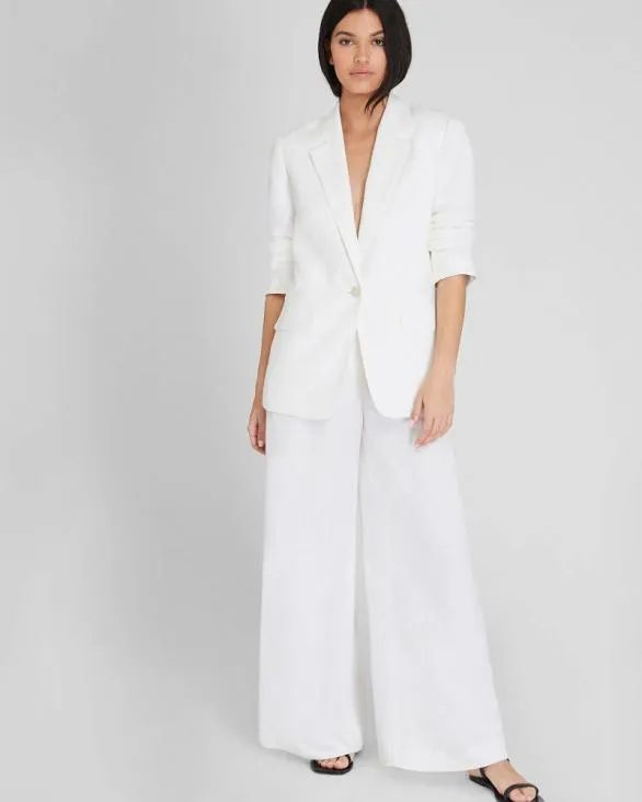 Club Monaco Blazers and Suiting Relaxed Single Breasted LinenBlend Blazer Off White 8211 Women
