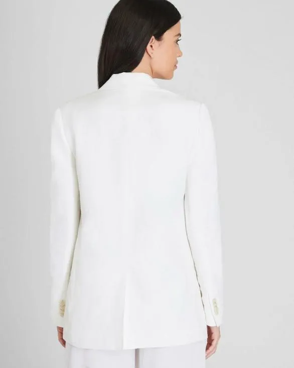 Club Monaco Blazers and Suiting Relaxed Single Breasted LinenBlend Blazer Off White 8211 Women