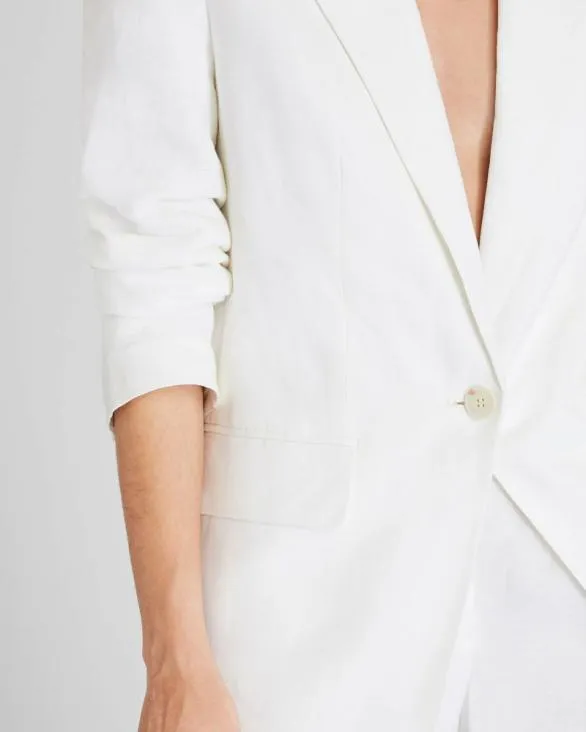 Club Monaco Blazers and Suiting Relaxed Single Breasted LinenBlend Blazer Off White 8211 Women