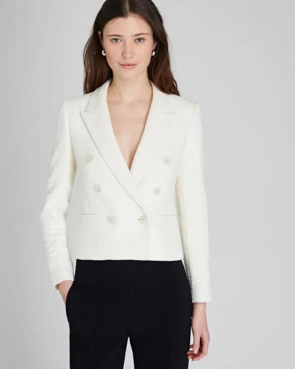 Club Monaco Blazers and Suiting Textured Cropped Double Breasted Blazer Off White 8211 Women