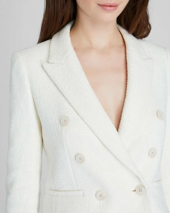 Club Monaco Blazers and Suiting Textured Cropped Double Breasted Blazer Off White 8211 Women