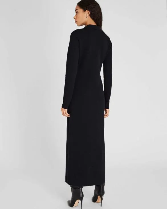 Club Monaco Cashmere Cashmere Blend Open Collar Maxi Dress Black 8211 Women