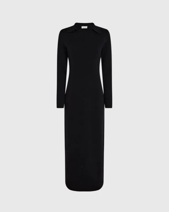 Club Monaco Cashmere Cashmere Blend Open Collar Maxi Dress Black 8211 Women
