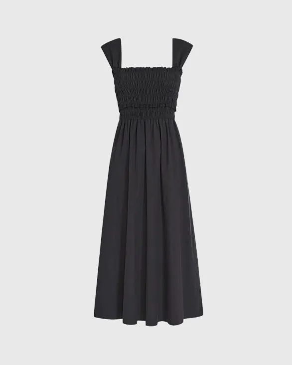 Club Monaco Dresses and Jumpsuits Cotton Smocked Bodice Maxi Dress Black 8211 Women