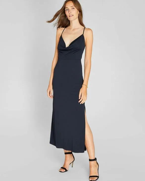 Club Monaco Dresses and Jumpsuits Cowl Neck Maxi Dress Dark Navy 8211 Women