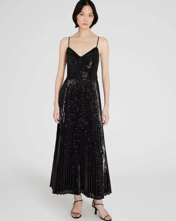 Club Monaco Dresses and Jumpsuits Sequin Pleated Occasion Maxi Dress Black 8211 Women