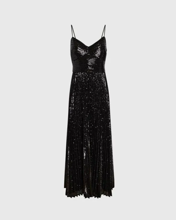 Club Monaco Dresses and Jumpsuits Sequin Pleated Occasion Maxi Dress Black 8211 Women