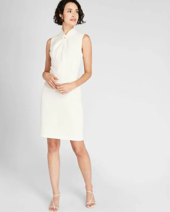 Club Monaco Dresses and Jumpsuits Twist Neck Sheath Dress Cream 8211 Women