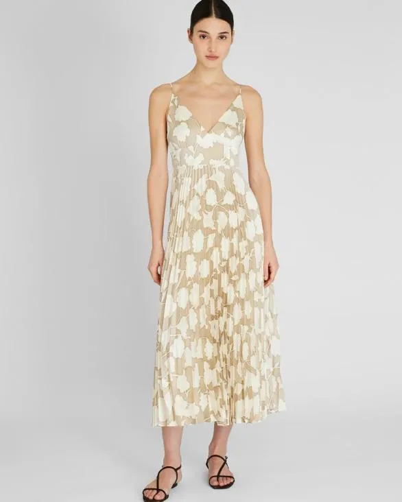Club Monaco Dresses and Jumpsuits VNeck Pleated Maxi Dress Cream Base 8211 Women