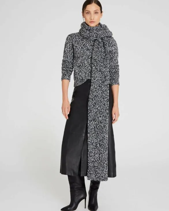 Club Monaco Hats Scarves and Gloves Wool Blend RibbedKnit Scarf Black 8211 Women