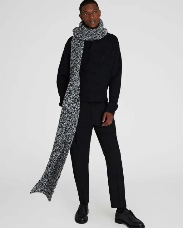 Club Monaco Hats Scarves and Gloves Wool Blend RibbedKnit Scarf Black 8211 Women