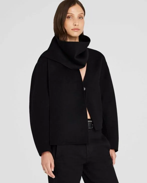 Club Monaco Jackets and Coats DoubleFaced Cropped Scarf Jacket Black 8211 Women Club Monaco Jackets and Coats DoubleFaced Cropped Scarf Jacket Black 8211 Women