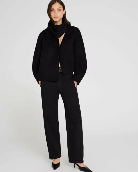 Club Monaco Jackets and Coats DoubleFaced Cropped Scarf Jacket Black 8211 Women
