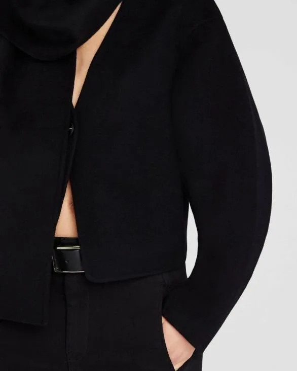 Club Monaco Jackets and Coats DoubleFaced Cropped Scarf Jacket Black 8211 Women
