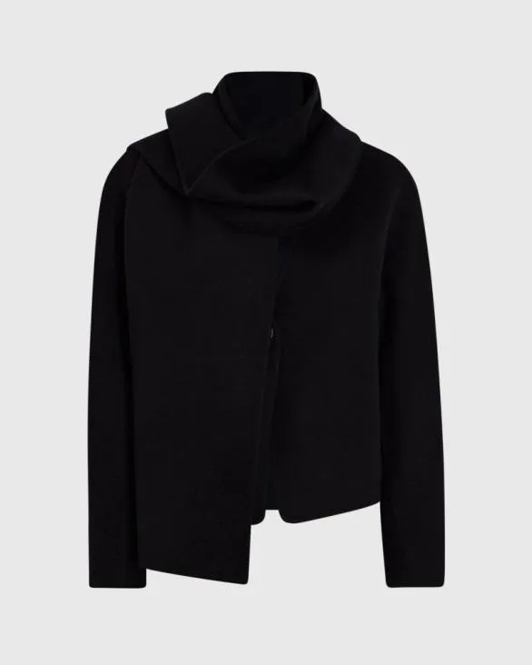 Club Monaco Jackets and Coats DoubleFaced Cropped Scarf Jacket Black 8211 Women