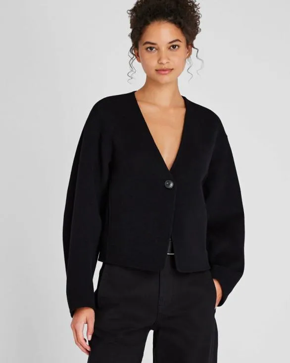 Club Monaco Jackets and Coats DoubleFaced Cropped Scarf Jacket Black 8211 Women