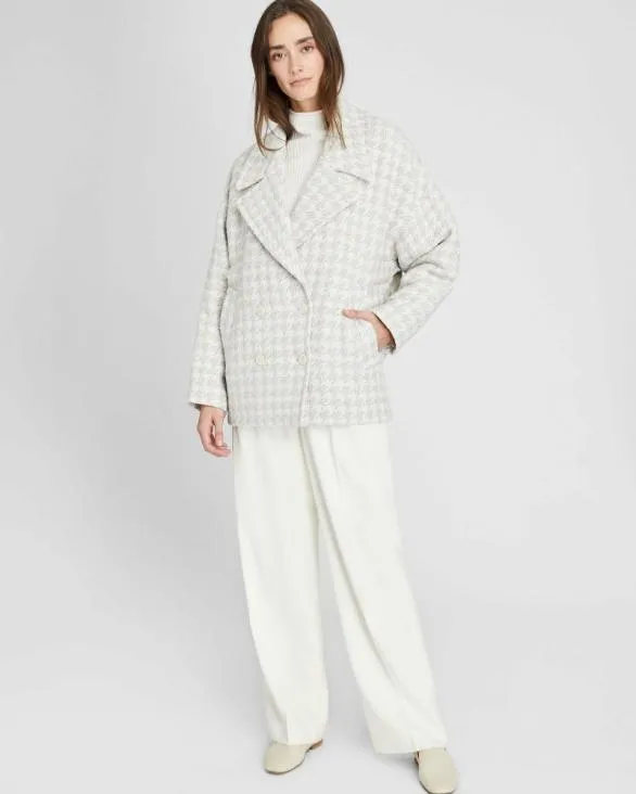 Club Monaco Jackets and Coats Short DoubleBreasted Textured Relaxed Coat Light Heather Grey 8211 Women