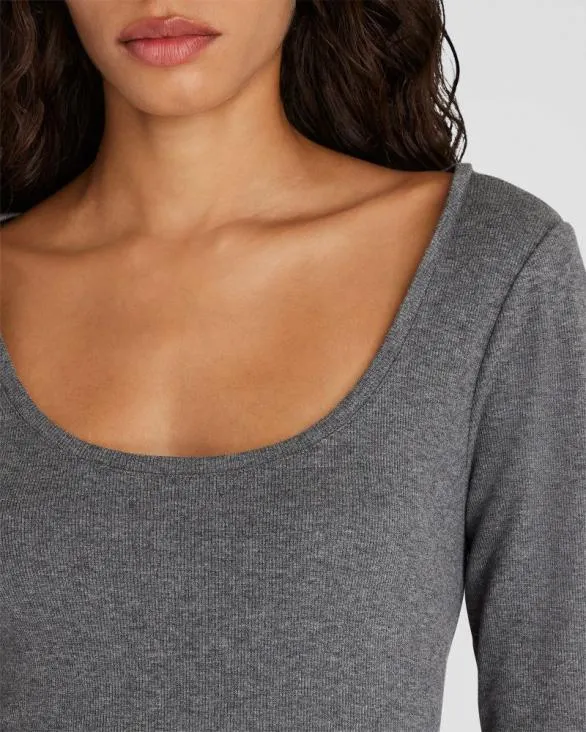 Club Monaco Loungewear Bowee LongSleeve Scoop Neck Tee Medium Heather Grey 8211 Women