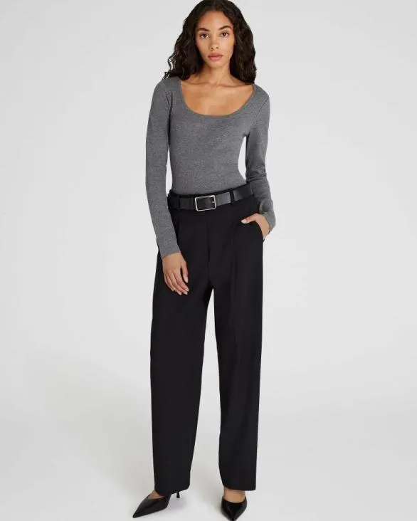Club Monaco Loungewear Bowee LongSleeve Scoop Neck Tee Medium Heather Grey 8211 Women