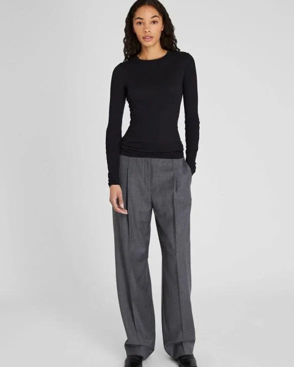 Club Monaco Loungewear Ribbed Cotton LongSleeve Tee Black 8211 Women