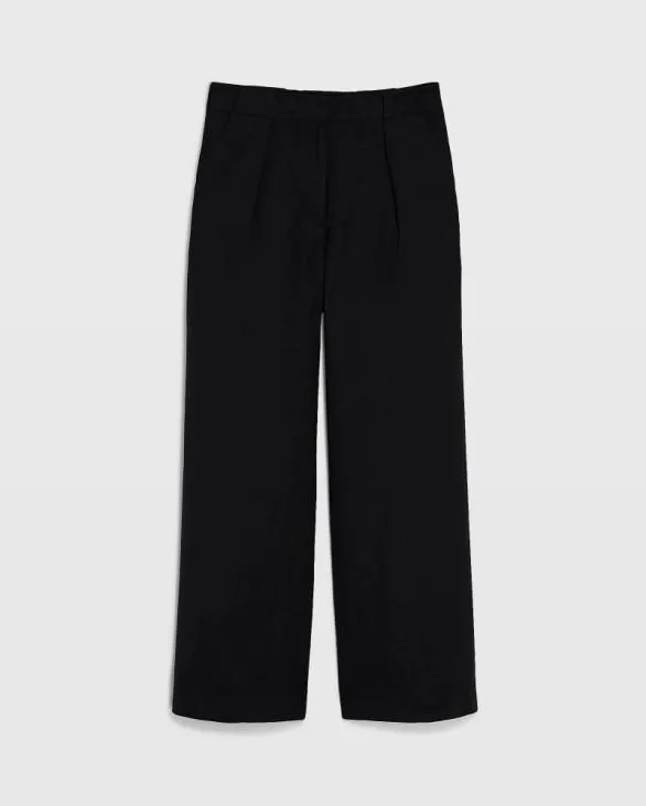 Club Monaco Pants Wide Leg Linen Blend Trouser Black 8211 Women
