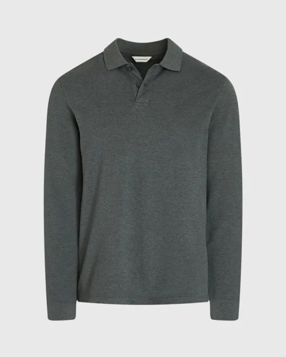 Club Monaco Polos Long Sleeve Clean Piqu Polo Heather Grey 8211 Men