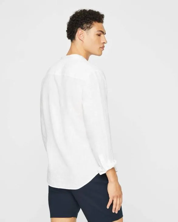 Club Monaco Shirts Band Collar Linen Shirt White 8211 Men