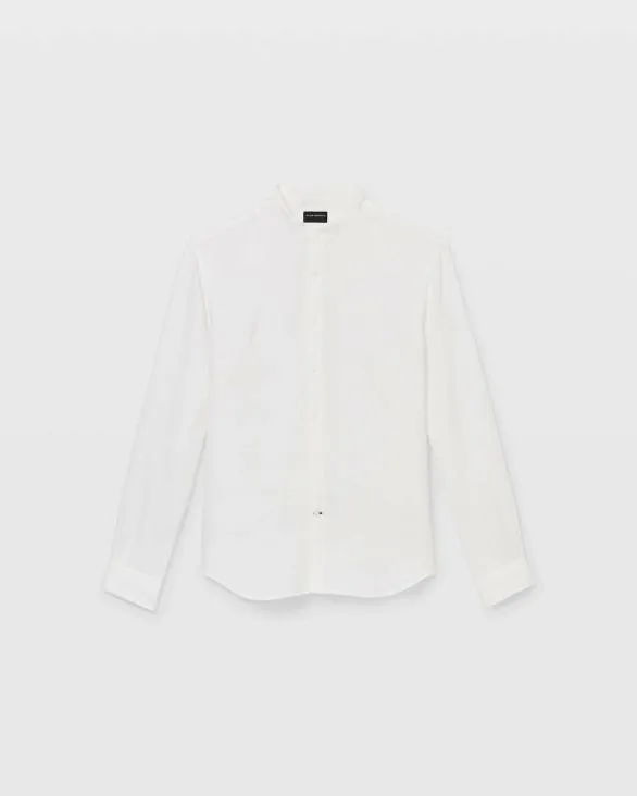 Club Monaco Shirts Band Collar Linen Shirt White 8211 Men