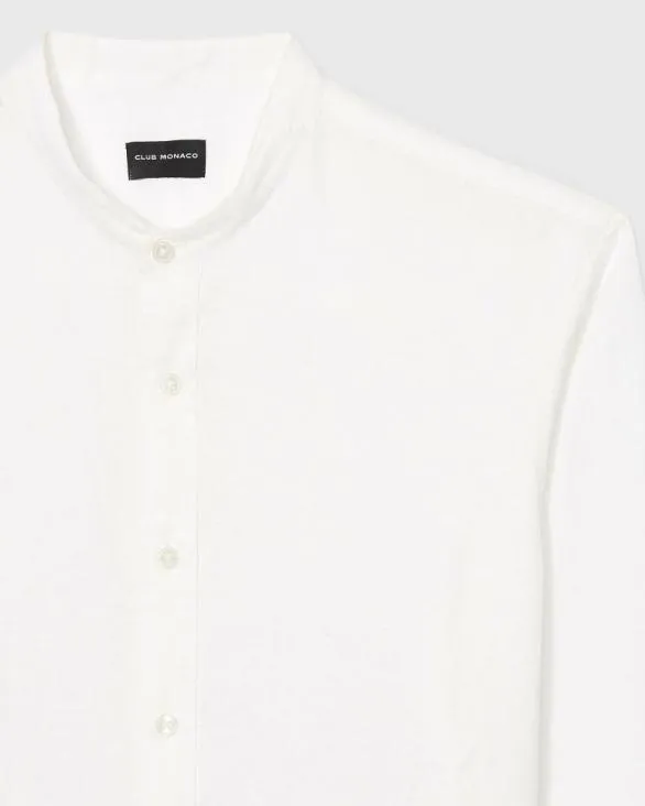 Club Monaco Shirts Band Collar Linen Shirt White 8211 Men