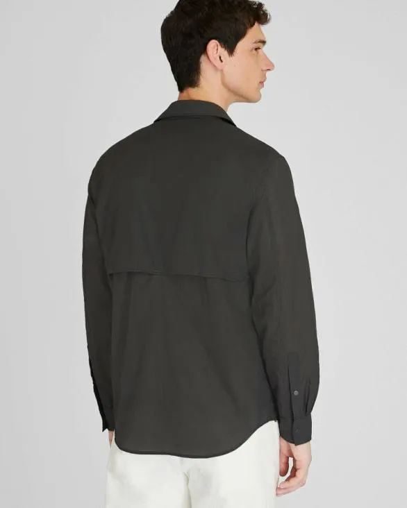 Club Monaco Shirts Long Sleeve Lightweight Tech Shirt Gunmetal Black 8211 Men