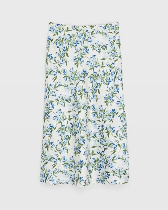 Club Monaco Skirts Floral Print Silk Charmeuse Midi Skirt Blue Print 8211 Women
