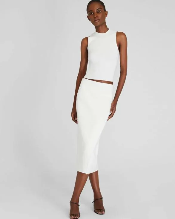 Club Monaco Skirts Ribbed Pencil Skirt White 8211 Women