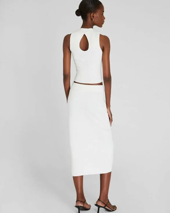 Club Monaco Skirts Ribbed Pencil Skirt White 8211 Women