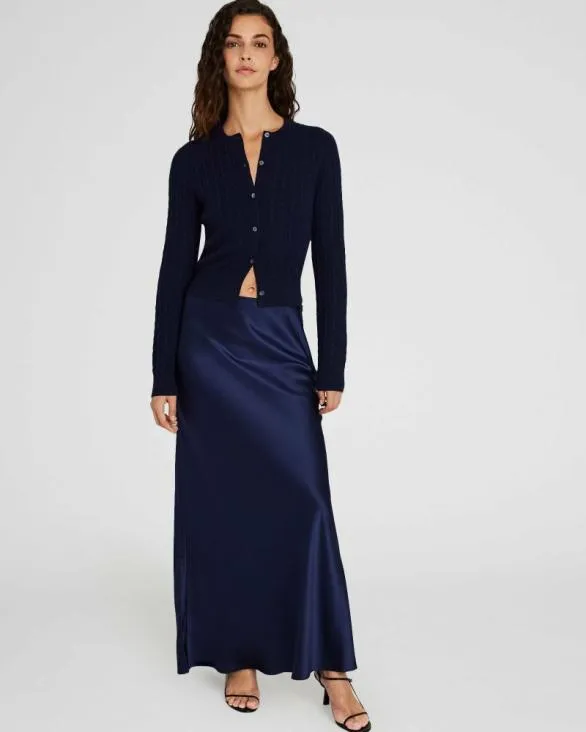 Club Monaco Skirts Silk Charmeuse Maxi Skirt Navy 8211 Women