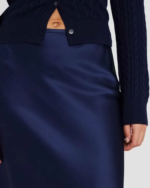 Club Monaco Skirts Silk Charmeuse Maxi Skirt Navy 8211 Women