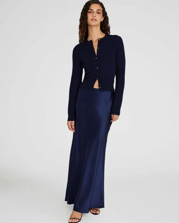 Club Monaco Skirts Silk Charmeuse Maxi Skirt Navy 8211 Women