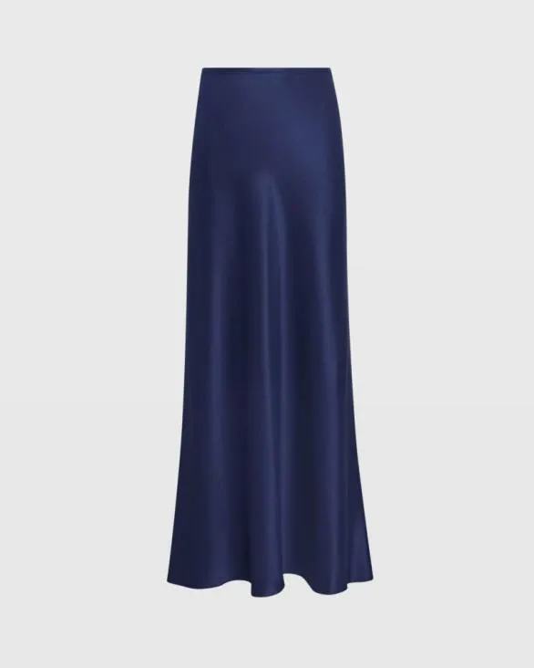 Club Monaco Skirts Silk Charmeuse Maxi Skirt Navy 8211 Women