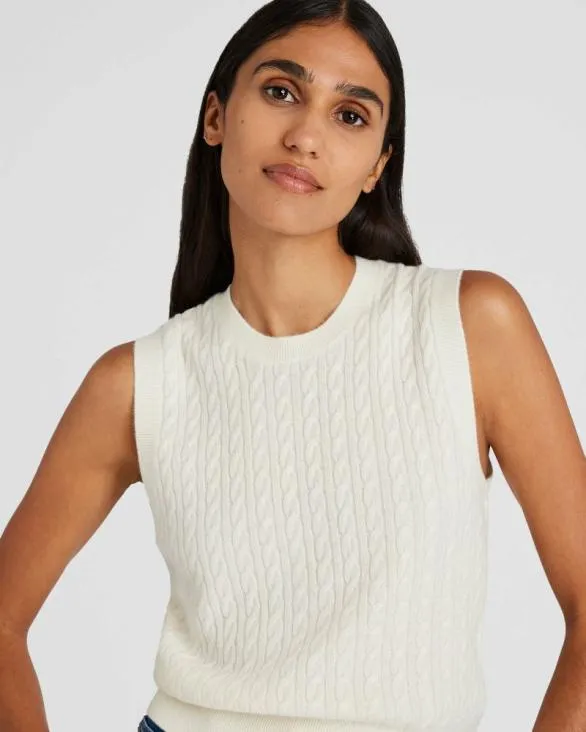 Club Monaco Sweaters Cashmere Mini Cable Shell Ivory 8211 Women