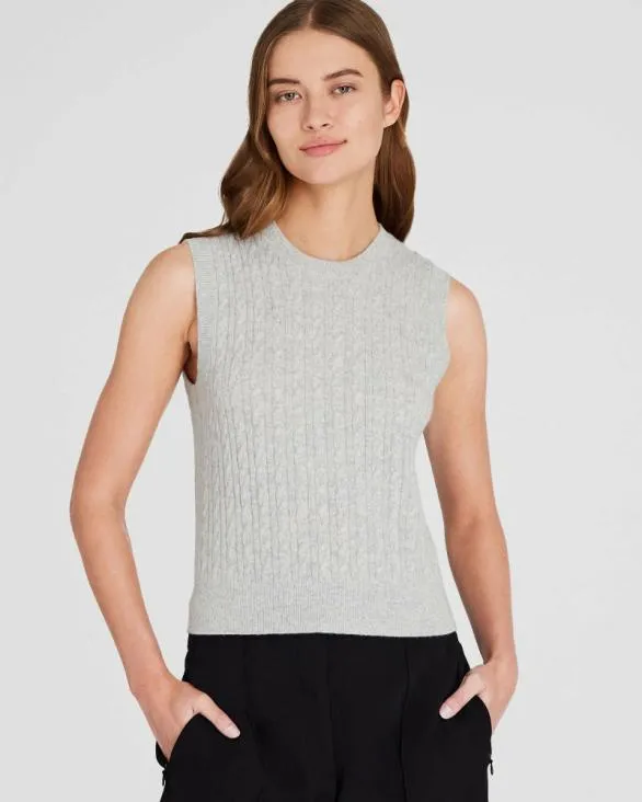 Club Monaco Sweaters Cashmere Mini Cable Shell Light Heather Grey 8211 Women