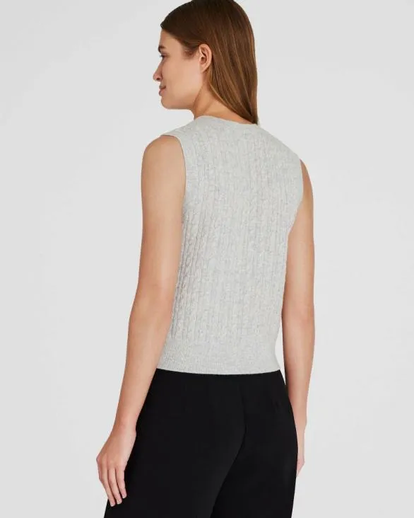 Club Monaco Sweaters Cashmere Mini Cable Shell Light Heather Grey 8211 Women