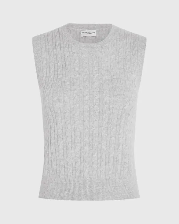 Club Monaco Sweaters Cashmere Mini Cable Shell Light Heather Grey 8211 Women