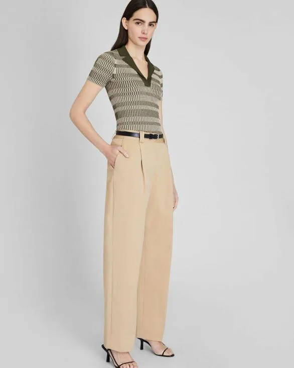 Club Monaco Sweaters Ribbed Johnny Collar Sweater Tee Green Mix 8211 Women